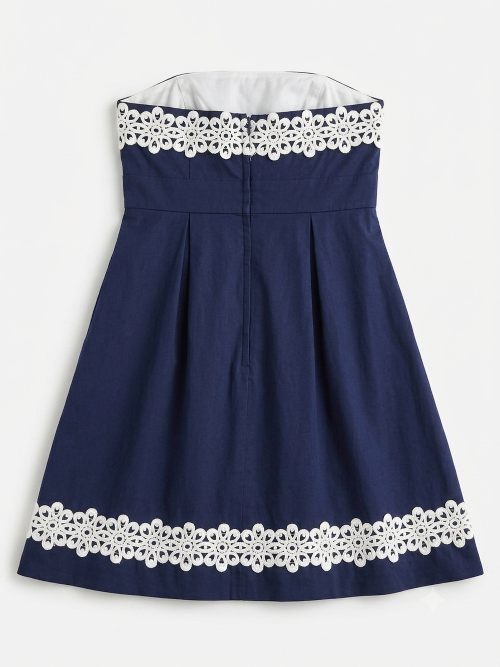 Lilly Pulitzer Betsey Strapless Dress Size 6 Navy Blue White Crochet Lace Trim - Picture 4 of 11